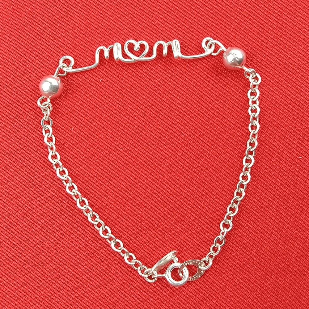 925 Sterling Silver Mom Bracelet  Chain  Fine Jewelry‎ Women Gifts